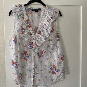 Veronica Beard Leina Floral Sleeveless Blouse